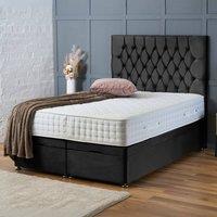 BSSPOKE Mia Ottoman Divan Bed Plush Velvet 54 Headboard & Mattress in Black | Size: King