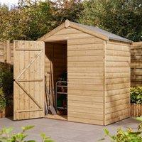 Rowlinsons 4 x 6 Feet Single Door Shiplap Apex Shed, Wood - L127 x W194 x H220 cm in Brown