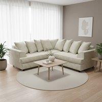 Abakus Direct Ferguson Chenille Corner Sofa with Deep Seats & Angular Arms in Off-White