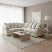Abakus Direct Ferguson Chenille Corner Sofa with Deep Seats & Angular Arms in Cream