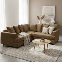 Abakus Direct Ferguson Chenille Corner Sofa with Deep Seats & Angular Arms in Brown