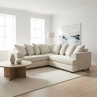 Abakus Direct Ferguson Chenille Corner Sofa with Deep Seats & Angular Arms in Beige