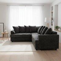 Abakus Direct Ferguson Chenille Corner Sofa with Deep Seats & Angular Arms in Black
