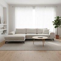 Abakus Direct Venice Chenille Corner Left Sofa with Extra-wide Padded Arms in Off-White