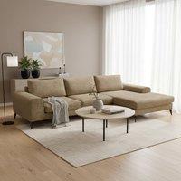 Abakus Direct Venice Chenille Corner Right Sofa with Extra-wide Padded Arms in Brown
