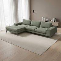 Abakus Direct Venice Chenille Corner Left Sofa with Extra-wide Padded Arms in Light Green