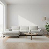 Abakus Direct Venice Chenille Corner Left Sofa with Extra-wide Padded Arms in Light Grey