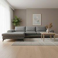 Abakus Direct Venice Chenille Corner Left Sofa with Extra-wide Padded Arms in Charcoal