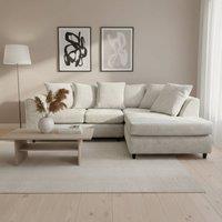 Abakus Direct Jumbo Chenille Corner Right Sofa with Plush Chaise Extension in White