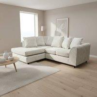 Abakus Direct Jumbo Chenille Corner Left Sofa with Plush Chaise Extension in Cream