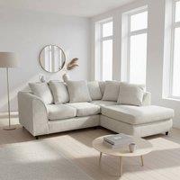 Abakus Direct Jumbo Chenille Corner Right Sofa with Plush Chaise Extension in Cream