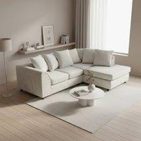 Abakus Direct Jumbo Chenille Corner Right Sofa with Plush Chaise Extension in Off-White