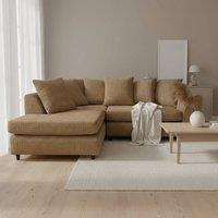 Abakus Direct Jumbo Chenille Corner Left Sofa with Plush Chaise Extension in Brown