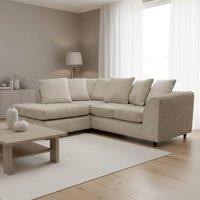 Abakus Direct Jumbo Chenille Corner Left Sofa with Plush Chaise Extension in Taupe