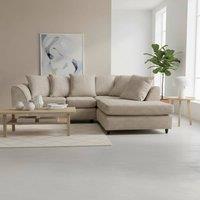 Abakus Direct Jumbo Chenille Corner Right Sofa with Plush Chaise Extension in Taupe