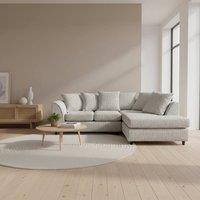Abakus Direct Jumbo Chenille Corner Right Sofa with Plush Chaise Extension in Light Grey