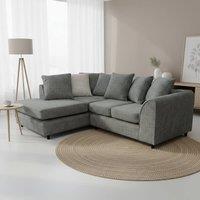Abakus Direct Jumbo Chenille Corner Left Sofa with Plush Chaise Extension in Charcoal
