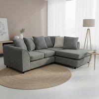 Abakus Direct Jumbo Chenille Corner Right Sofa with Plush Chaise Extension in Charcoal