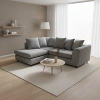 Abakus Direct Jumbo Chenille Corner Left Sofa with Plush Chaise Extension in Dark Grey