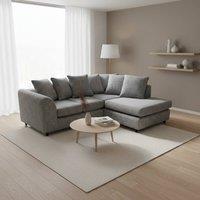 Abakus Direct Jumbo Chenille Corner Right Sofa with Plush Chaise Extension in Dark Grey