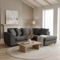 Abakus Direct Jumbo Chenille Corner Right Sofa with Plush Chaise Extension in Black