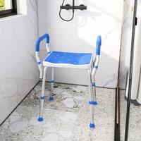 HOMCOM Rust-Free Aluminium Bath Chair with Adjustable Height in Dark Blue