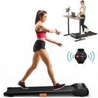 Gymax Under Desk Treadmill 2-in-1 Compact Walking Machine Walking Pad in Black