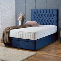BSSPOKE Mia Ottoman Divan Bed Plush Velvet 54 Headboard & Mattress in Blue | Size: Small Double