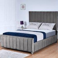 UK Bed Furniture Milano Gas Lift Ottoman Storage Upholstered Bed with 48 Inch Headboard in Grey | Size: Small Double