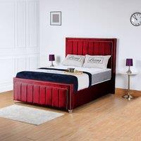 UK Bed Furniture Fiona Gas Lift Storage Upholstered Bed with 48 Inch Headboard in Maroon | Size: Super King
