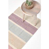 Homescapes Cotton Chenille Striped Hall Runner, 66 x 200 cm in Grey | Size: 66 cm x 200 cm
