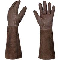 Havendro Men's M Long Tube Gardening Mitts Coffee Pruning Gloves Breathable in Brown