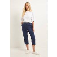 Wallis Women's Petite Stretch Capri Cropped Trousers in Navy | Size: 16