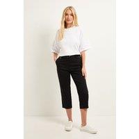 Wallis Women's Petite Stretch Capri Cropped Trousers in Black | Size: 12