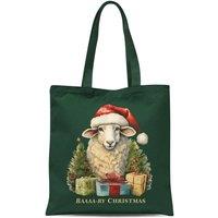 Bad Zebedee Women's Vintage Christmas Sheep Tote Bag in Dark Green