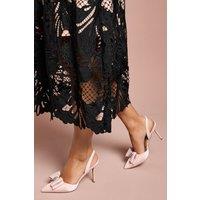 Coast Women's Collette Satin Embellished Bow Detail High Heel Slingback Court Shoes in Ballerina Pink | Size: 8