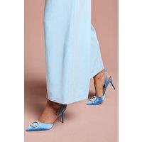 Coast Women's Selene Satin Pearl Trim Slingback High Heel Court Shoes in Blue | Size: 4