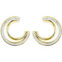 The Fine Collective Women's Sterling Silver Gold Plated Crystal Double Crescent Stud Earrings