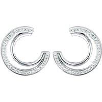 The Fine Collective Women's Crystal Double Crescent Stud Earrings in Silver