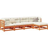 Berkfield Home 5 Piece Garden Sofa Set Wax Brown Solid Wood Pine
