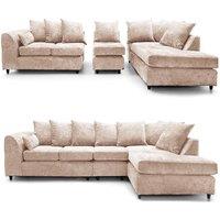 Furnishings For Less UK Monaco Chenille Fabric Large 5 Seater L Shaped Corner Sofa Right Hand Facing in Beige
