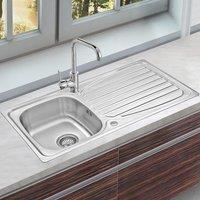 JASSFERRY Stainless Steel Kitchen Sink Inset Single Bowl Reversible Drainer in Silver