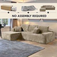 MN Furniture Modern Compact Left Corner Sofa - No Assembly in Brown