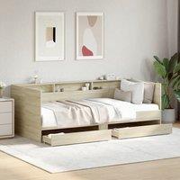 Berkfield Home Daybed with Drawers without Mattress Sonoma Oak 90x200 cm in Brown