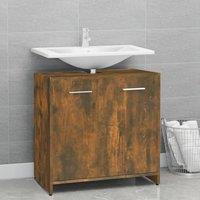 Berkfield Home Bathroom Cabinet Smoked Oak 60x33x60 cm Engineered Wood in Brown | Size: 60 x 33 x 60 cm