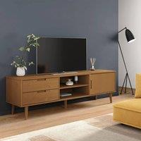 Berkfield Home TV Cabinet MOLDE Brown 158x40x49 cm Solid Wood Pine | Size: 158 x 40 x 49 cm