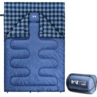 Trail Outdoor Leisure Trail Cotton Double Sleeping Bag Luxury Flannel Lined 3 to 4 Season with Bag in Blue
