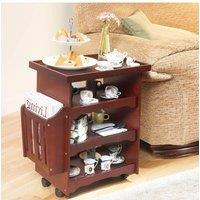 Chums Bed Side Table Armchair Reading Sofa Portable Magazine Rack in Dark Brown