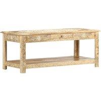 Berkfield Home Coffee Table 110x50x45 cm Hand Painted Solid Mango Wood in Brown | Size: 110 x 50 x 45 cm
