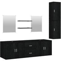 Berkfield Home 7 Piece Bathroom Furniture Set Black Engineered Wood